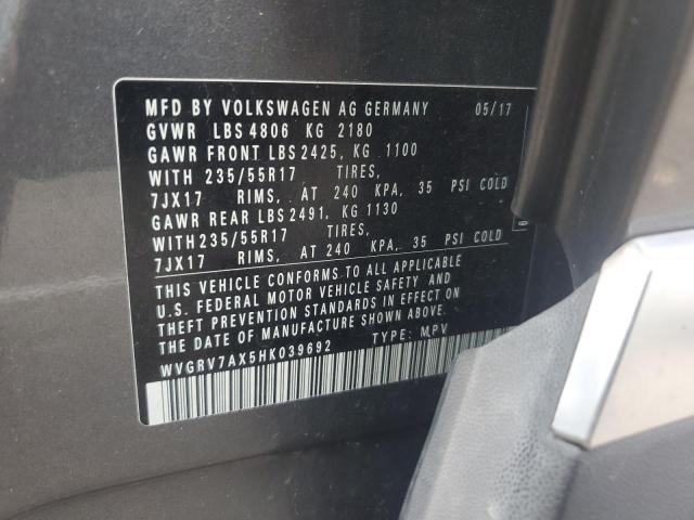 2017 VOLKSWAGEN TIGUAN WOL - WVGRV7AX5HK039692
