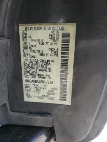 2005 Nissan Titan Xe VIN: 1N6BA06A45N572251 Lot: 61849104