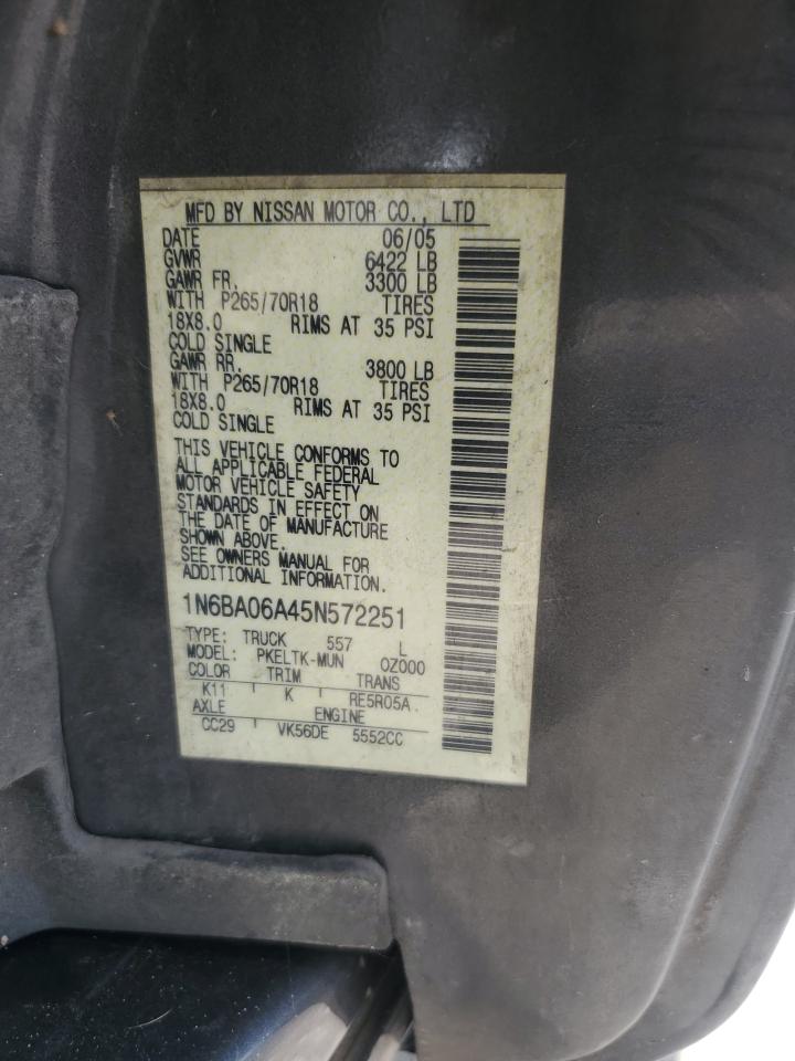 1N6BA06A45N572251 2005 Nissan Titan Xe