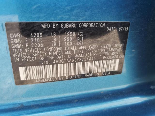 VIN 4S3GTAA63K3754445 2019 Subaru Impreza no.12