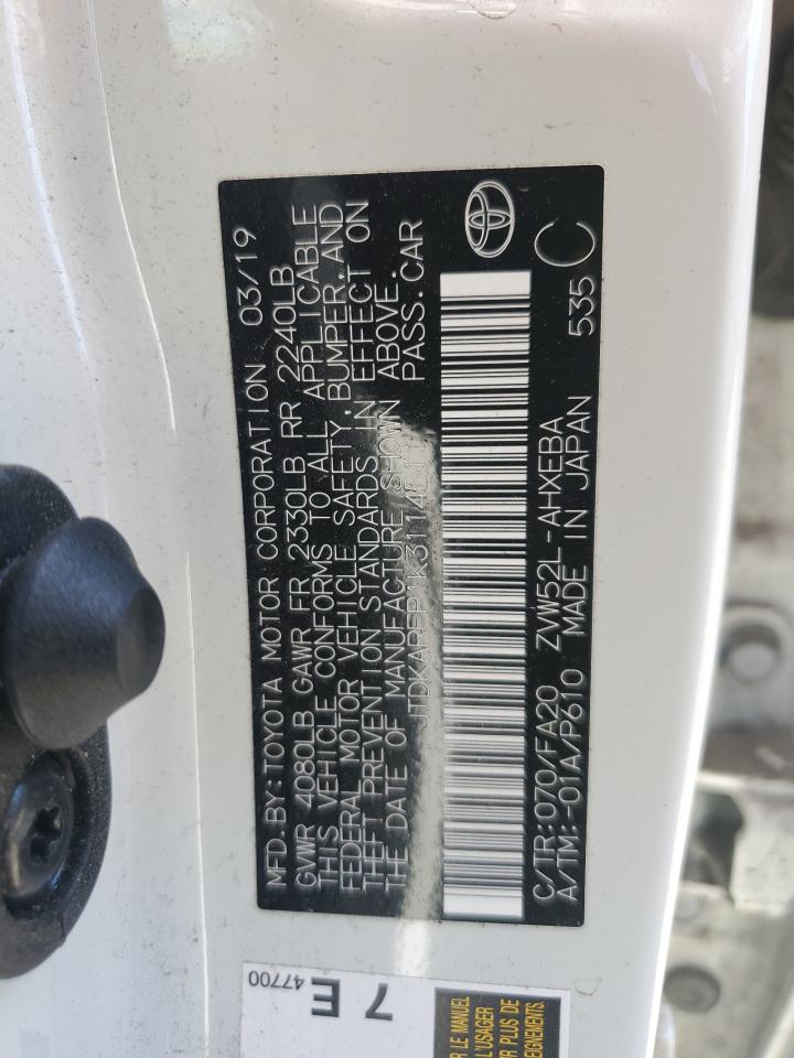 JTDKARFP1K3114511 2019 Toyota Prius Prime