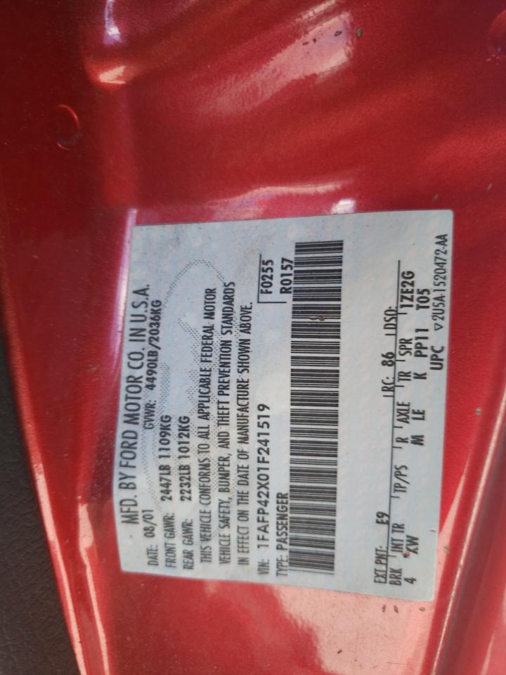 1FAFP42X01F241519 2001 Ford Mustang Gt