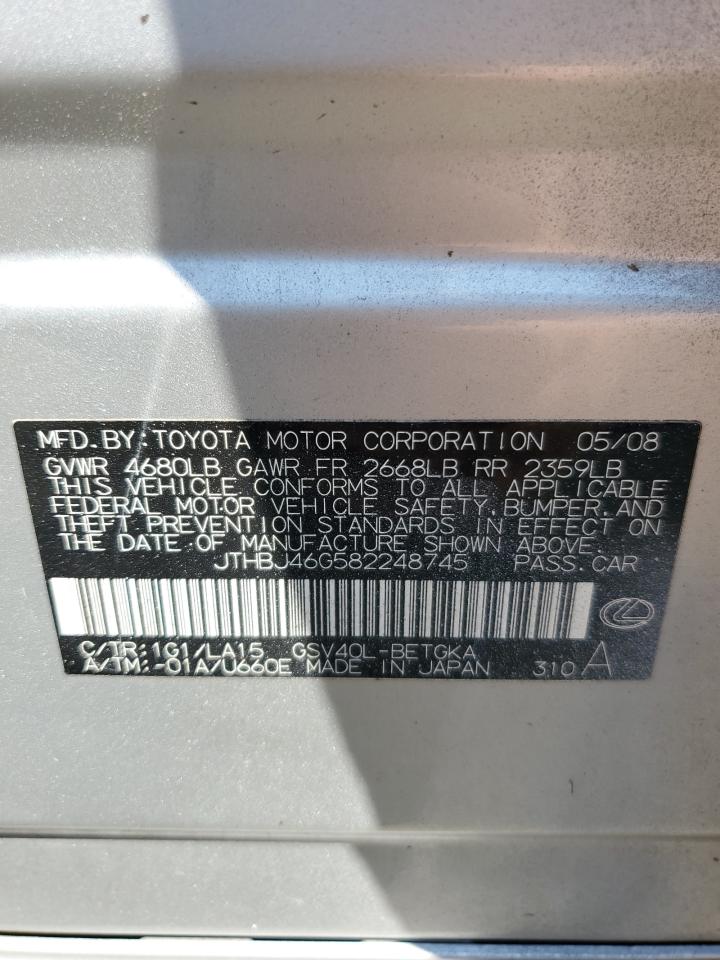 JTHBJ46G582248745 2008 Lexus Es 350