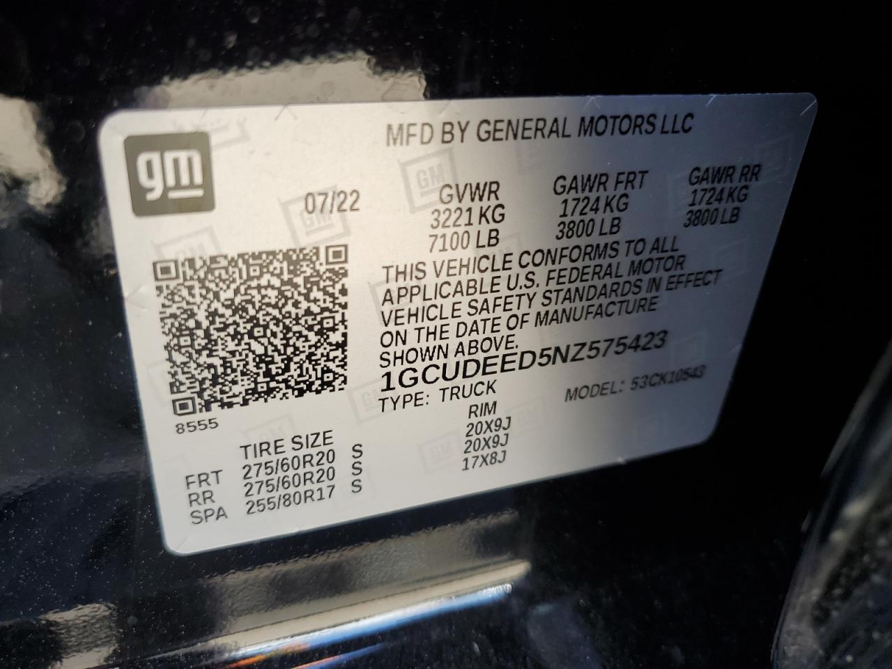 1GCUDEED5NZ575423 2022 Chevrolet Silverado K1500 Rst