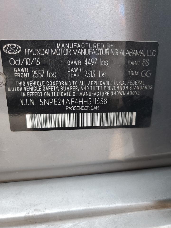 5NPE24AF4HH511638 2017 Hyundai Sonata Se