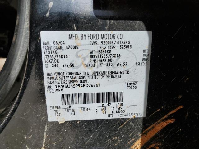 2004 Ford Excursion Eddie Bauer VIN: 1FMSU45P94ED76761 Lot: 61486834