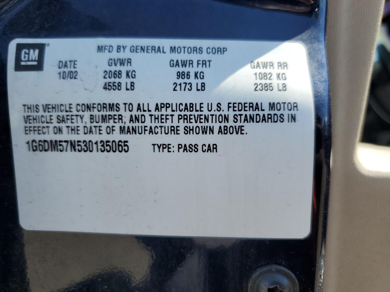 1G6DM57N530135065 2003 Cadillac Cts