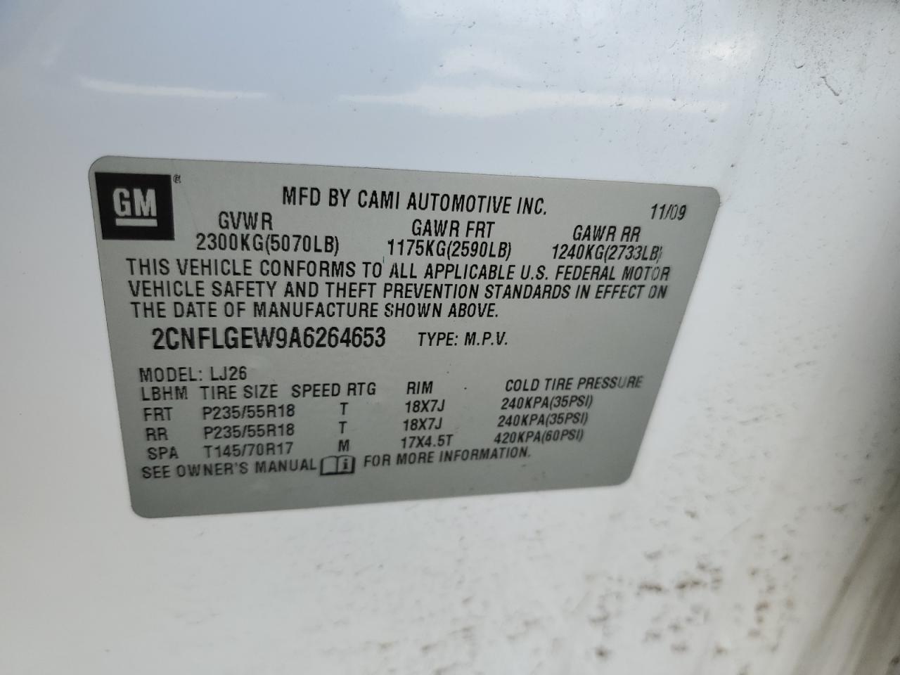 2CNFLGEW9A6264653 2010 Chevrolet Equinox Ltz