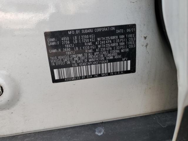 2022 SUBARU OUTBACK TO - 4S4BTAPC4N3110640