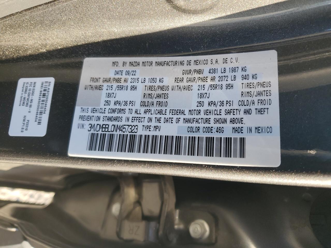 3MVDMBBL0NM457323 2022 Mazda Cx-30 Select