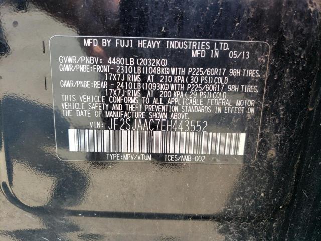 2014 Subaru Forester 2.5I VIN: JF2SJAAC7EH443552 Lot: 62288784