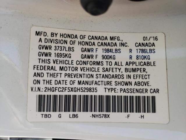 2HGFC2F5XGH529835 2016 HONDA CIVIC - Image 12