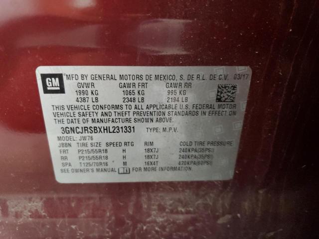 2017 CHEVROLET TRAX PREMI 3GNCJRSBXHL231331