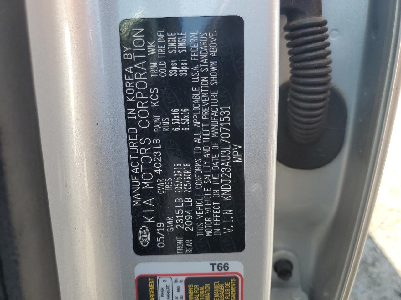 KNDJ23AU3L7071531 2020 Kia Soul Lx