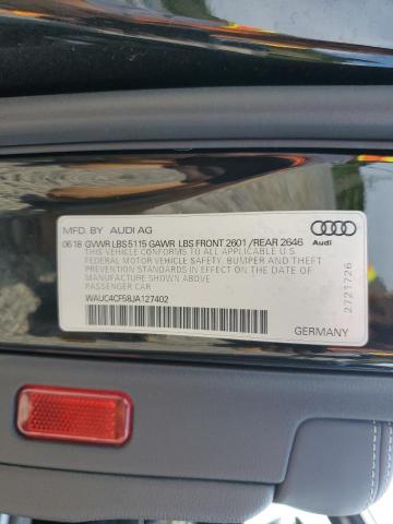 2018 AUDI S5 PRESTIG WAUC4CF58JA127402