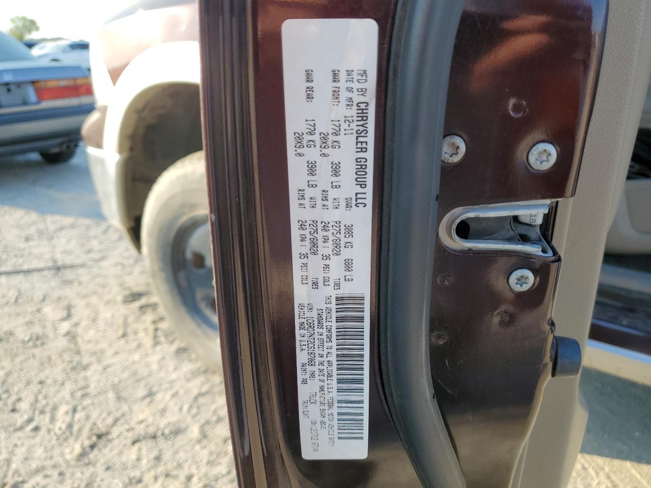 1C6RD7NT2CS187068 2012 Dodge Ram 1500 Laramie