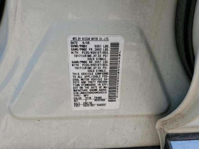 2006 Nissan Murano Sl VIN: JN8AZ08W26W548319 Lot: 62117774