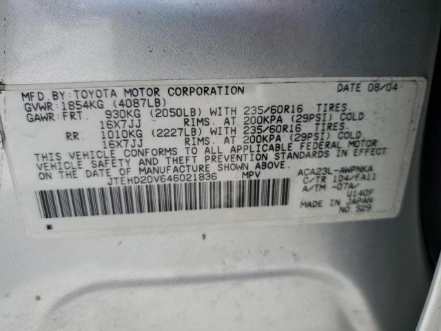 2004 Toyota Rav4 VIN: JTEHD20V646021836 Lot: 61927934