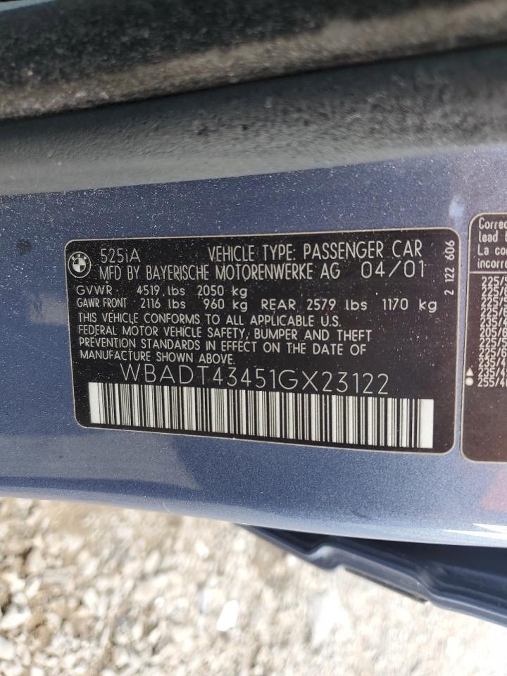 WBADT43451GX23122 2001 BMW 525 I Automatic