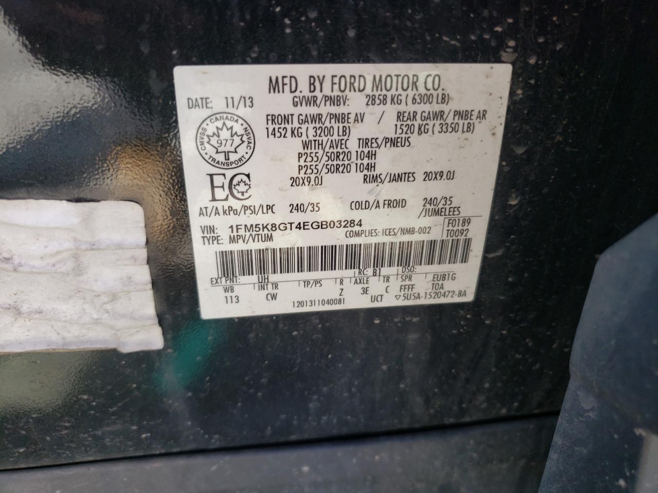 1FM5K8GT4EGB03284 2014 Ford Explorer Sport