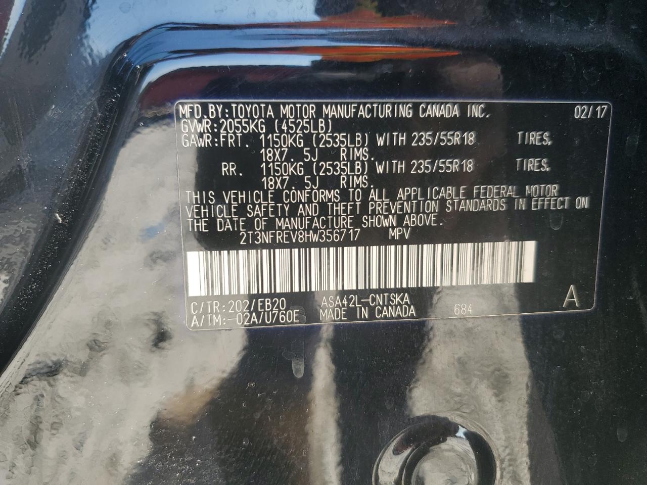 2T3NFREV8HW356717 2017 Toyota Rav4 Se