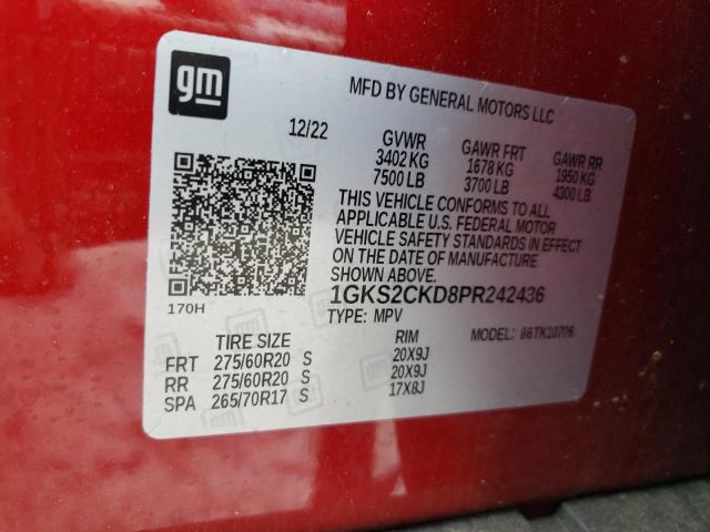 VIN 1GKS2CKD8PR242436 2023 GMC Yukon, AT4 no.13