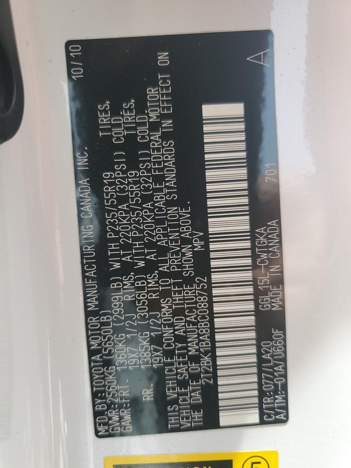 2T2BK1BA8BC088752 2011 Lexus Rx 350