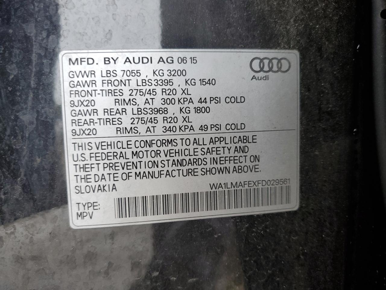 WA1LMAFEXFD029561 2015 Audi Q7 Tdi Premium Plus