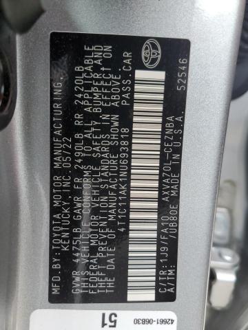 VIN 4T1C11AK1NU693818 2022 Toyota Camry, LE no.12