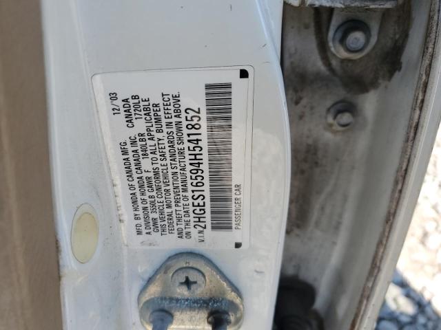 2004 Honda Civic Lx VIN: 2HGES16594H541852 Lot: 61251544