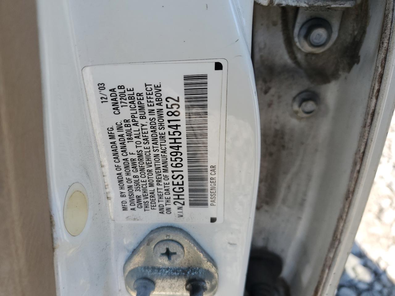 2HGES16594H541852 2004 Honda Civic Lx