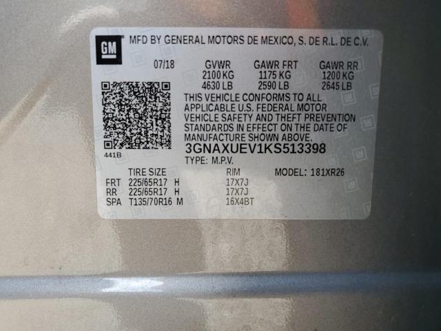 2019 CHEVROLET EQUINOX LT - 3GNAXUEV1KS513398