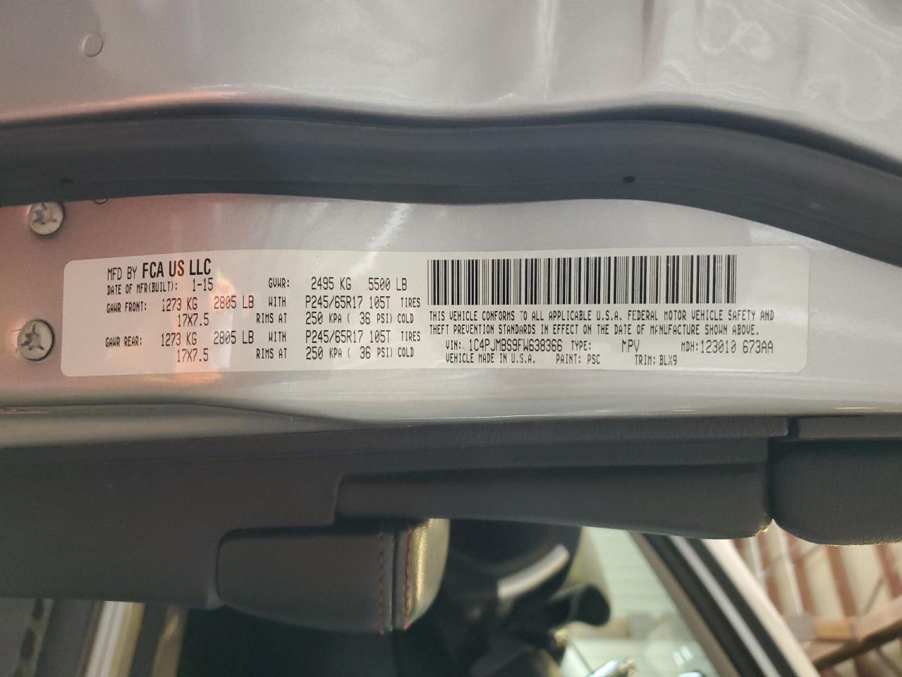 1C4PJMBS9FW638366 2015 Jeep Cherokee Trailhawk