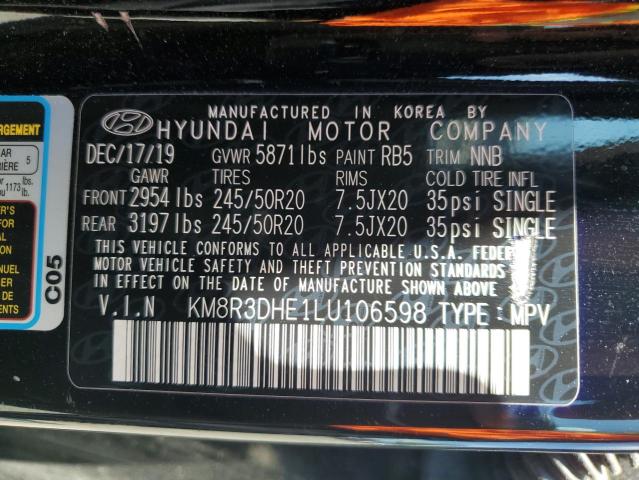 2020 Hyundai Palisade Sel VIN: KM8R3DHE1LU106598 Lot: 61469524