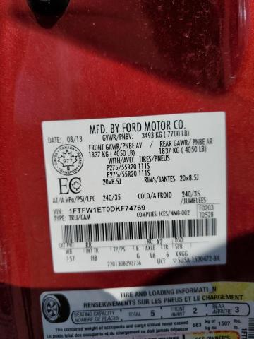 2013 Ford F150 Supercrew VIN: 1FTFW1ET0DKF74769 Lot: 59465894