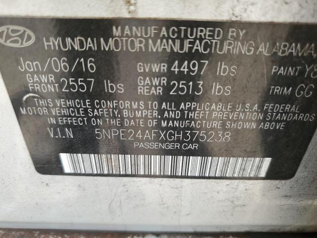 VIN 5NPE24AFXGH375238 2016 HYUNDAI SONATA no.12