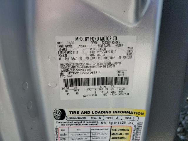 2010 Ford F150 Supercrew VIN: 1FTFW1EV9AFD83311 Lot: 62540154