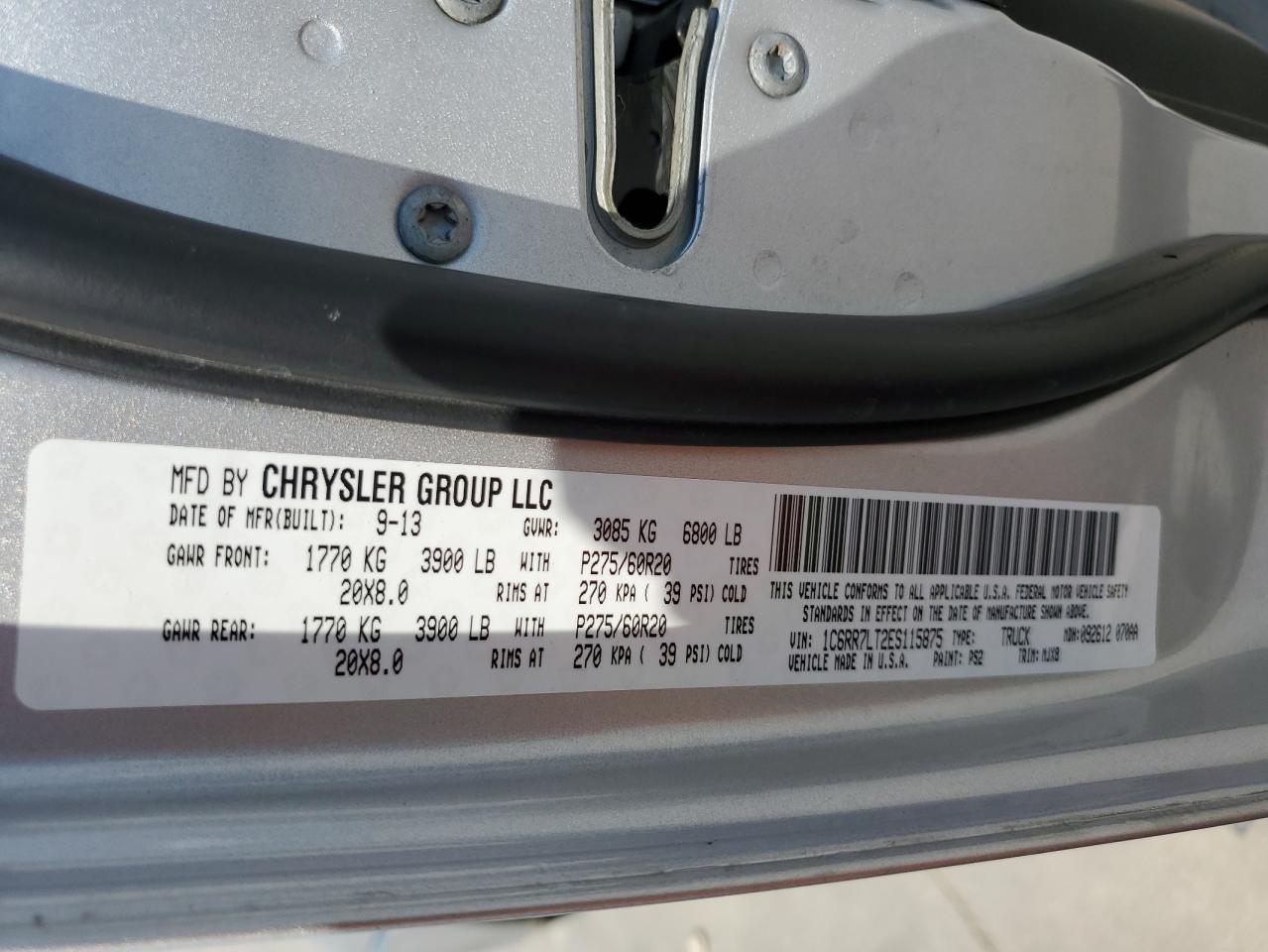 1C6RR7LT2ES115875 2014 Ram 1500 Slt