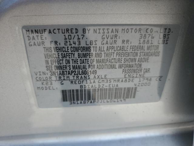 2018 Nissan Sentra S VIN: 3N1AB7AP2JL606149 Lot: 61623464