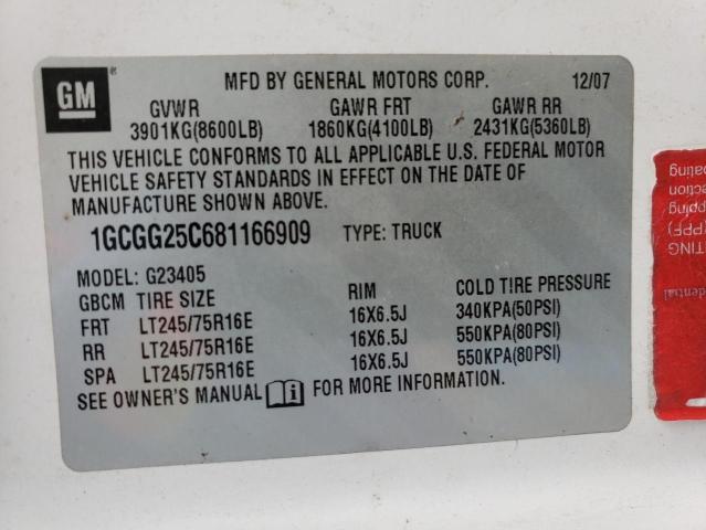 2008 Chevrolet Express G2500 VIN: 1GCGG25C681166909 Lot: 62189614