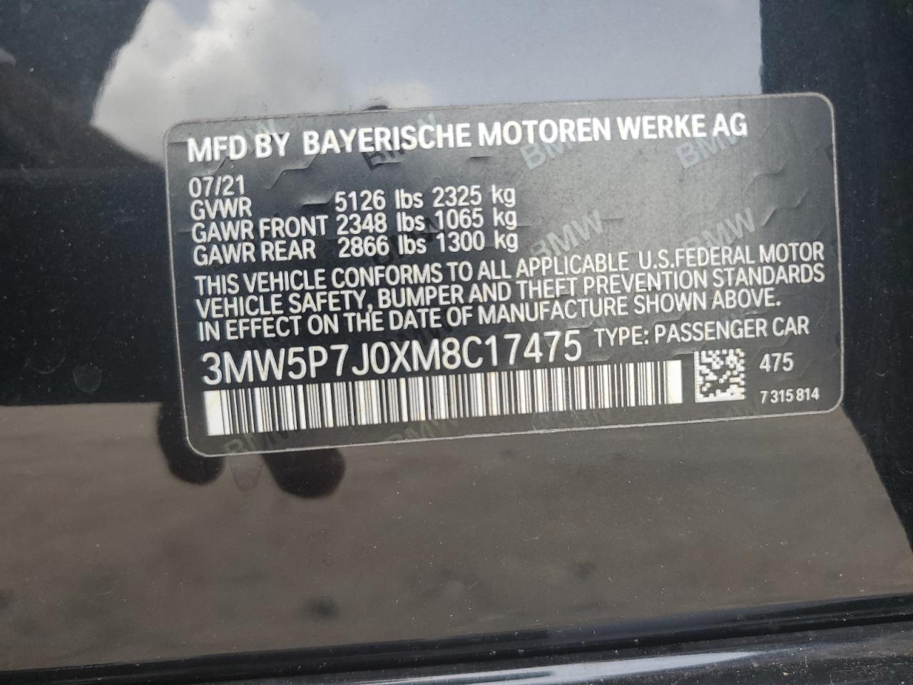 3MW5P7J0XM8C17475 2021 BMW 330E