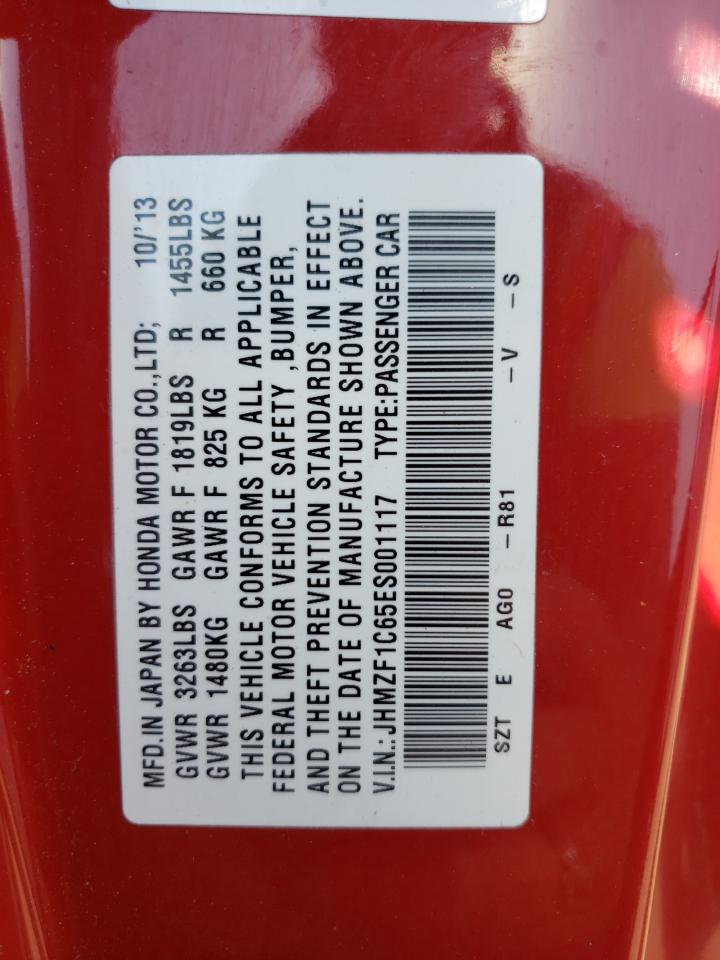 JHMZF1C65ES001117 2014 Honda Cr-Z Ex