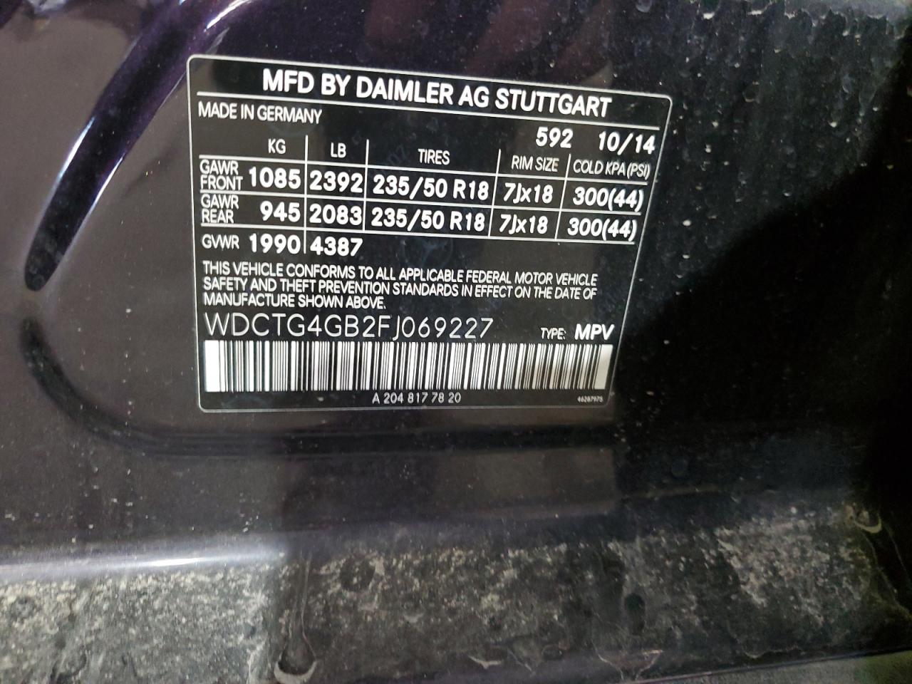 WDCTG4GB2FJ069227 2015 Mercedes-Benz Gla 250 4Matic