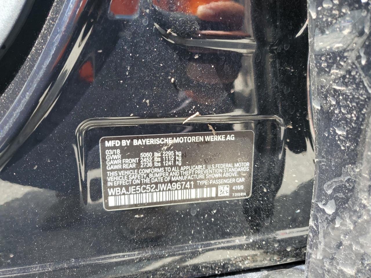 WBAJE5C52JWA96741 2018 BMW 540 I