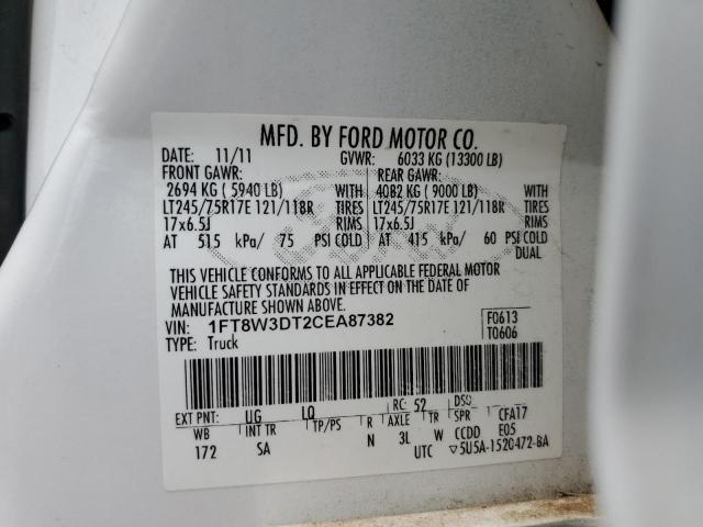 2012 Ford F350 Super Duty VIN: 1FT8W3DT2CEA87382 Lot: 61374084