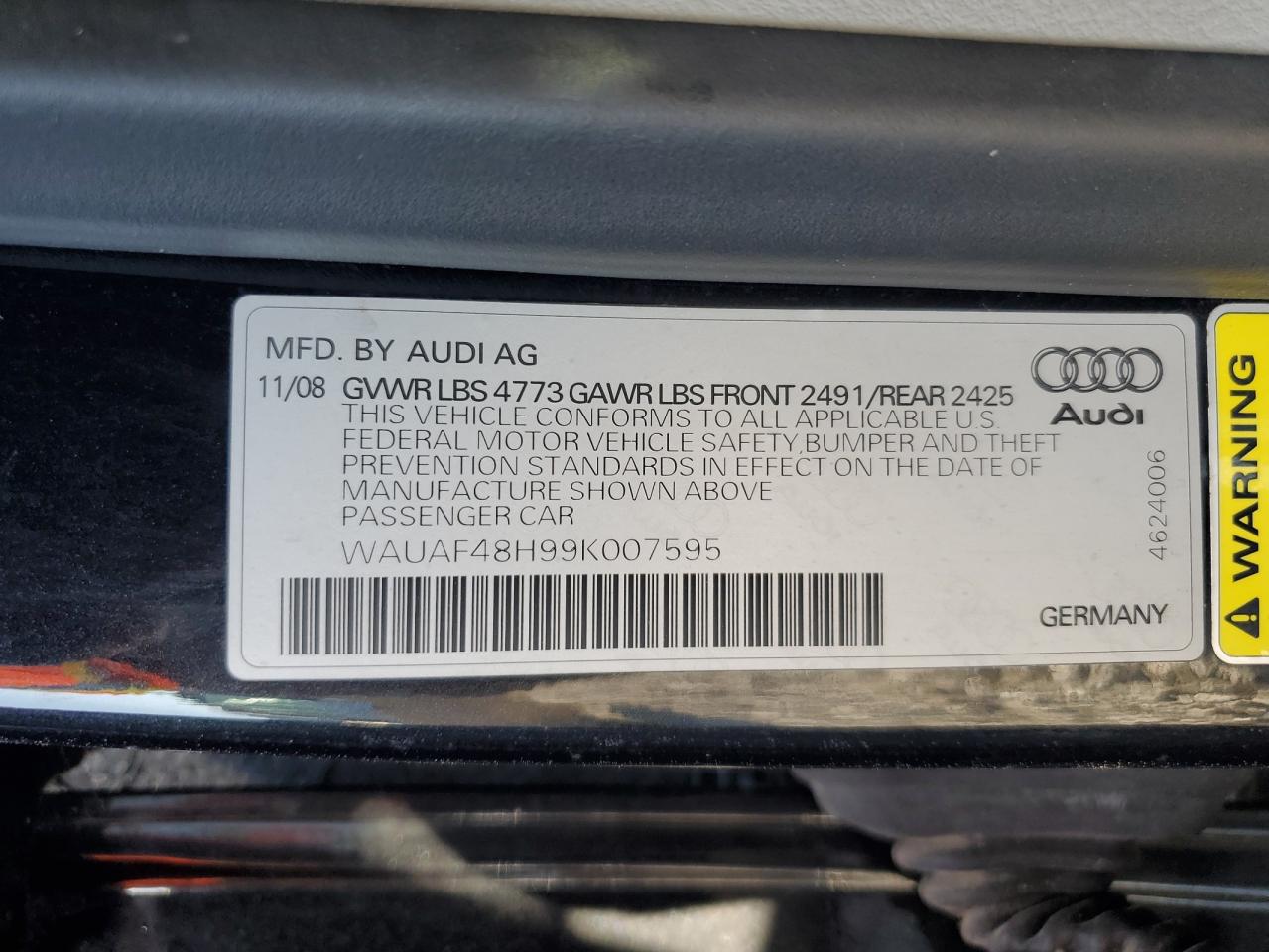 WAUAF48H99K007595 2009 Audi A4 2.0T Cabriolet