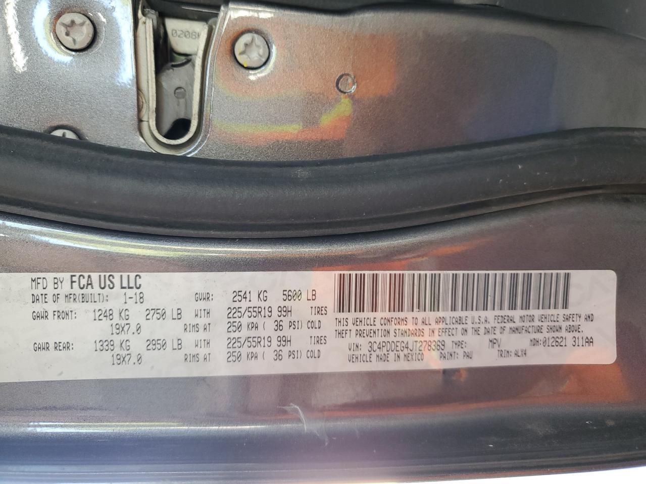 3C4PDDEG4JT278369 2018 Dodge Journey Gt