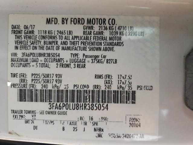 VIN 3FA6P0LU8HR385054 2017 Ford Fusion, Se Hybrid no.12