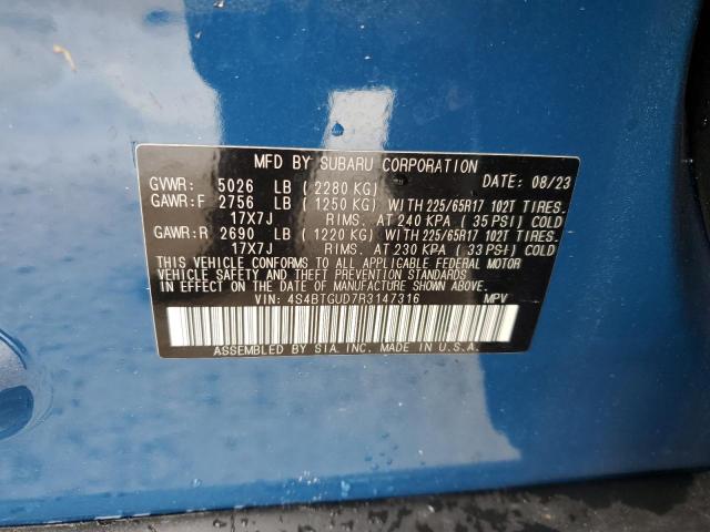 2024 Subaru Outback Wilderness VIN: 4S4BTGUD7R3147316 Lot: 61562884