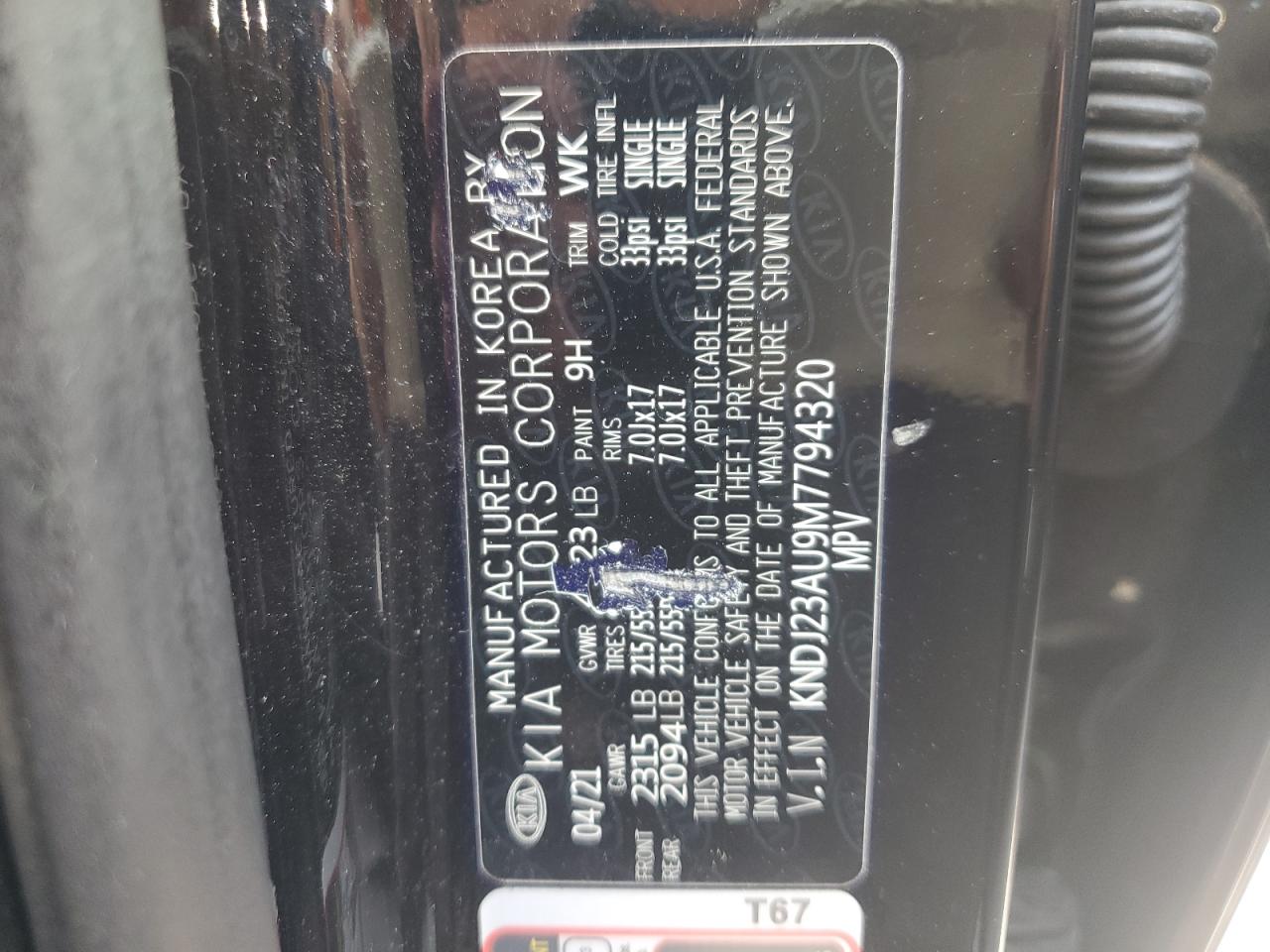 KNDJ23AU9M7794320 2021 Kia Soul Lx